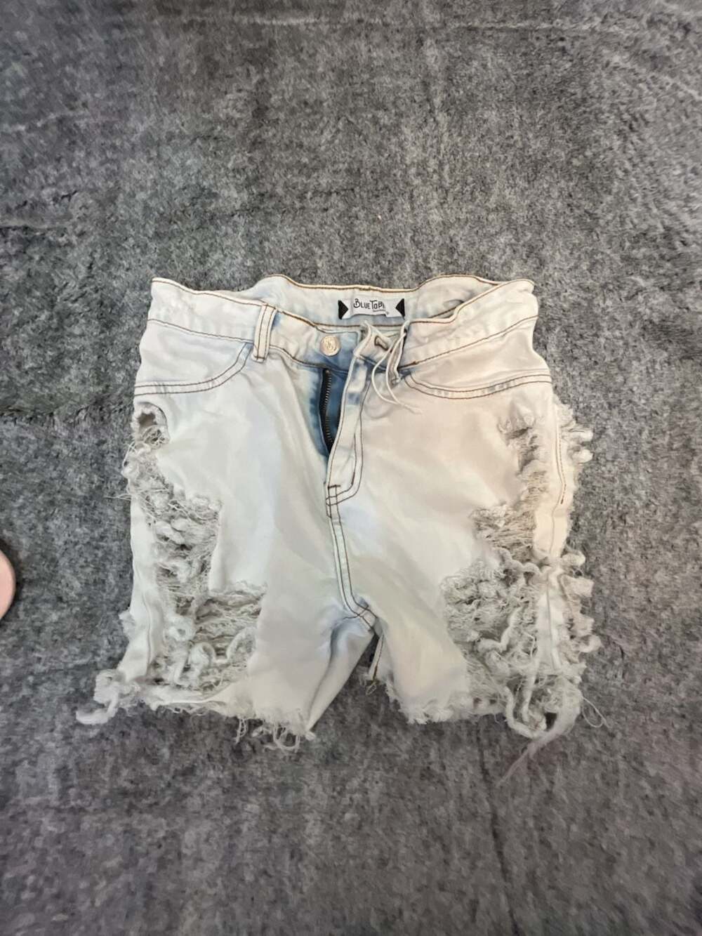 Blue Topic High Waisted Distressed Bermuda Denim Shorts Small